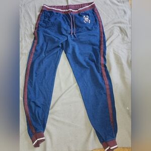 Psycho Bunny  fleece jogger lounge pants or track pants in a blue & navy color